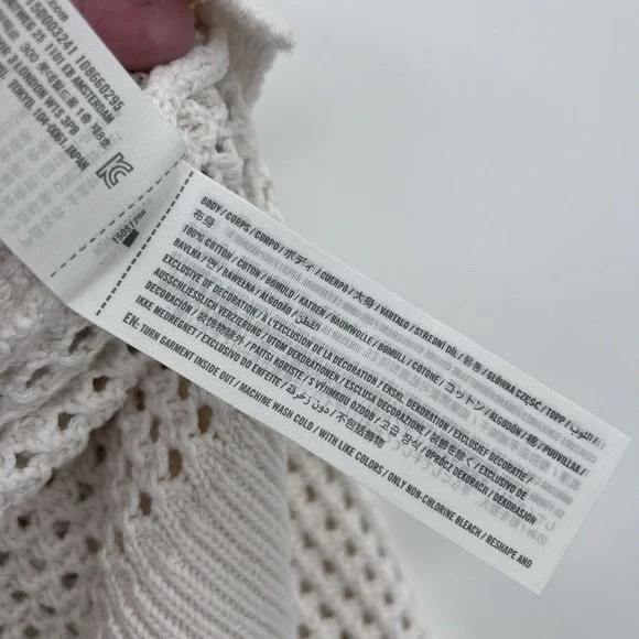 Abercrombie & Fitch Womens Open Knit V-‎ Neck Collared Sweater Size M Ivory - Picture 6 of 8